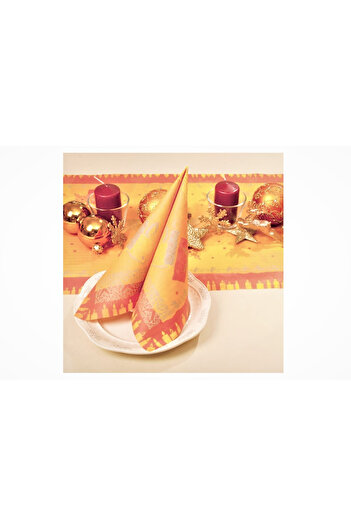 Mank Linclass festive table napkins - Candle (orange background) / 40 x 40 cm / 50 pcs