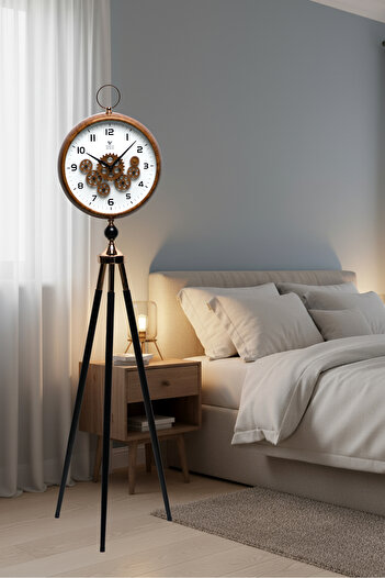 VOGUE VENUE Premium Vintage Tripod Foot Clock Adjustable Wooden Stand Antique Style Decorative Standing Clock