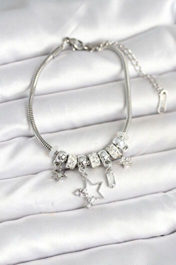 BESKAR Brass Silver Color Star Charm Women's Bracelet