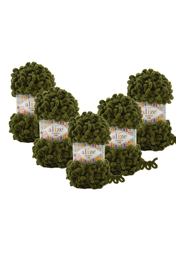 Alize (5 Pieces) Puffy Fine Hand Knitting Yarn 5-Pack -620 Fine - 100 Gr. 9 Meters. Finger Knitting Yarn
