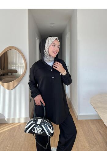 Mihran Butik Lena Modal Fabric Snap Detail Women's Hijab Two-Piece Set