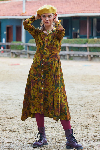 Los banditos Print Long Sleeve Asymmetrical Cut Winter Women's Dress
