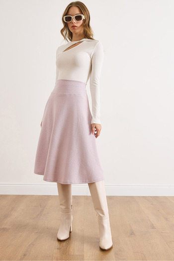 Olalook Women's Lilac Waistband Thessaloniki Bell Skirt Etk-19000297