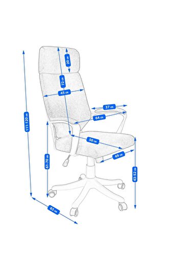 jumi Office chair, Jumi, swivel, tilt function, textile, gray and white, max 120 kg, 64x65x111-120 cm