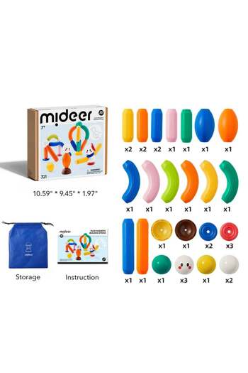 Mideer Growth PLUS Rainbow Magnetic Building Sticks – 32 Pcs Magnetic Rods & Balls STEM Toy
