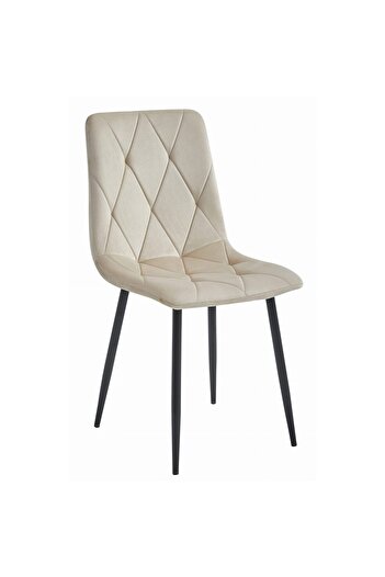 Leobert Kitchen/living room chair, Artool, Libra, velvet, metal, beige and black, 44x40x88.5 cm