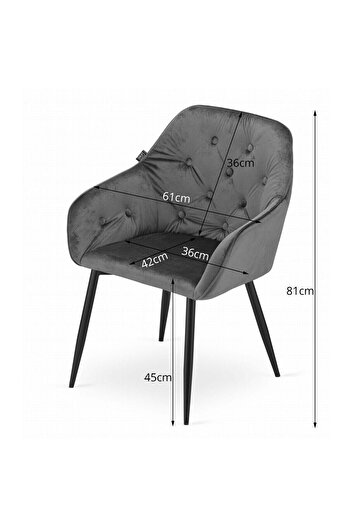 Leobert Armchair style kitchen/living room chair, Artool, Forio, velvet, metal, beige and black, 61x55.5x81 cm