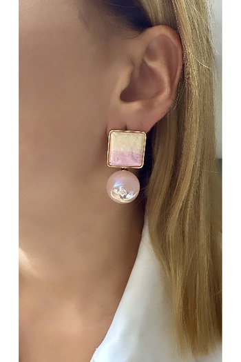 VNS Accessories Colorful Ball Detail Design Earrings (3.5 cm)