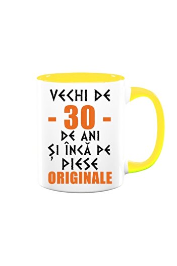 OEM Personalized mug with text: "30 years old and still on original parts", Betaprint, white with yellow
