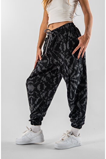 Superbluemexico Women's Jacquard Front and Back Single Pleated Jogger Pants