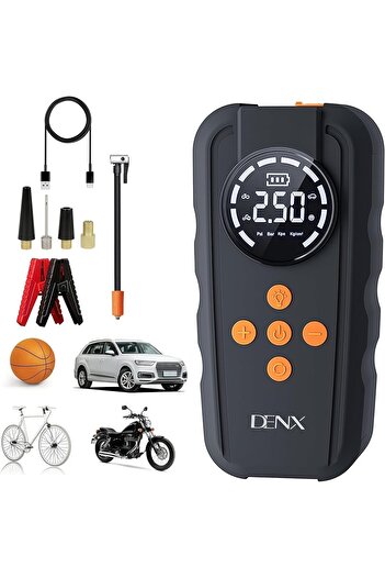 Denx 3-in-1 Car Starter DX2592 by with Digital Tire Air Pump, 150 PSI, USB Power Bank 6000mAh, LED L