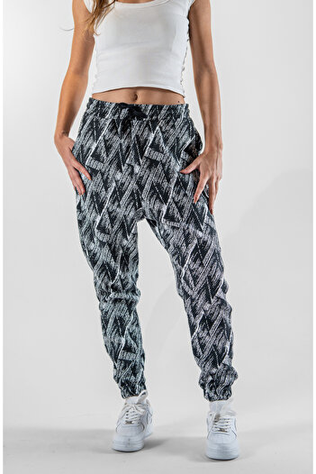 Superbluemexico Women's Jacquard Elasticated Jogger Pants