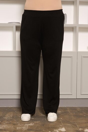 RMG Relaxed Fit Plus Size Basic Pants Black