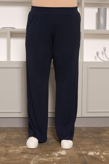 RMG Relaxed Fit Plus Size Basic Trousers Navy Blue