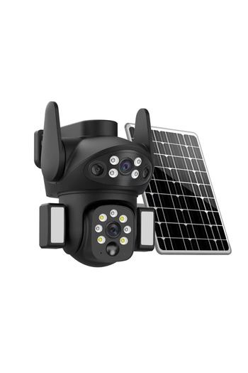iKlassQeer 4G Dual Lens Solar Camera with Rotating Lens, 5MP, Two-Way Audio and Alarm