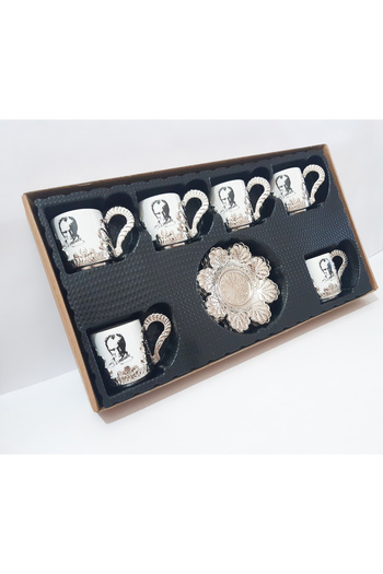 renkli çiçekler Porcelain Cup Set Copper-Plated Porcelain Pouring Coffee Cup with Coaster Plate
