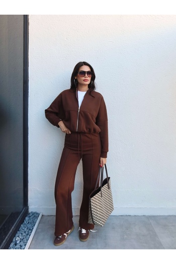 ESRAHELVACI Çimalı Zipper Detail Ribbed Tracksuit Set