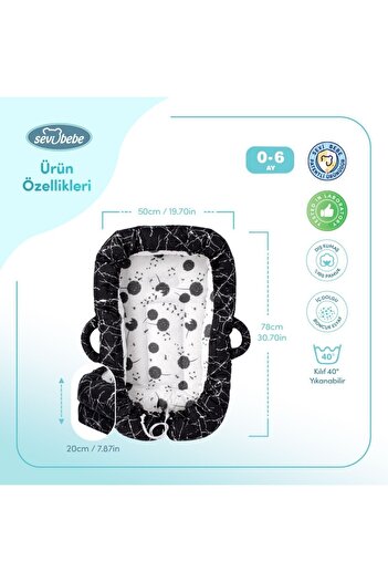 Sevi Bebe Mother's Side Baby Bed with Head Shaping Pillow and Side Sleeping Gap (Self)