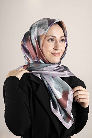 Akel Digital Crystal Patterned Scarf 95X95 – Pastel Pattern-2