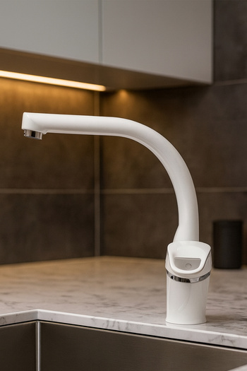 KUSTAR Tyal White Short Open-Close Mix Bathroom Sink Faucet