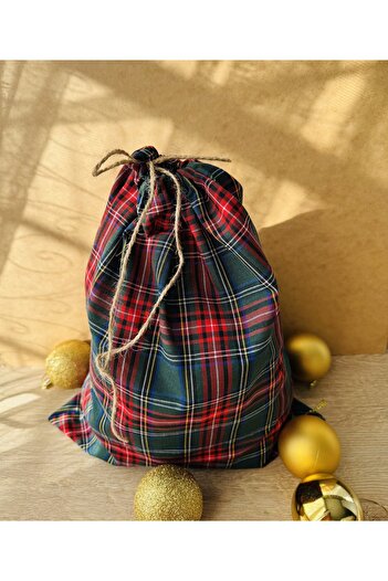 White Alamode Pine Tree Gift Plaid Pouch, Gift Large Plaid Pouch