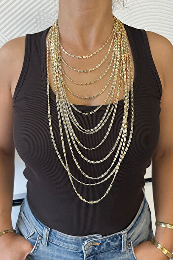 Modex Gold Color Flashy Multi-Layered S Chain Necklace (40Cm-95Cm)