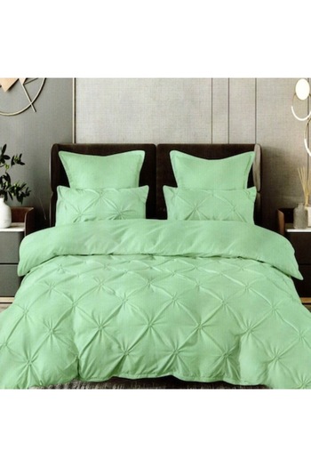 Lenjerii Deosebite Double bed linen with pleats, flannel, 6 pieces, 220x240 cm, Mint Green