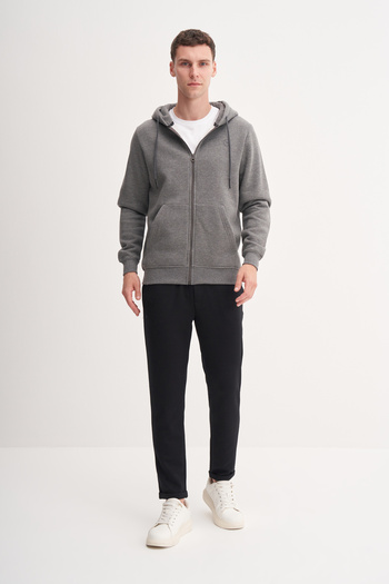 Cazador Raised 3 Thread Fabric Basic Hooded Regular Fit Sweat Cardigan-56170