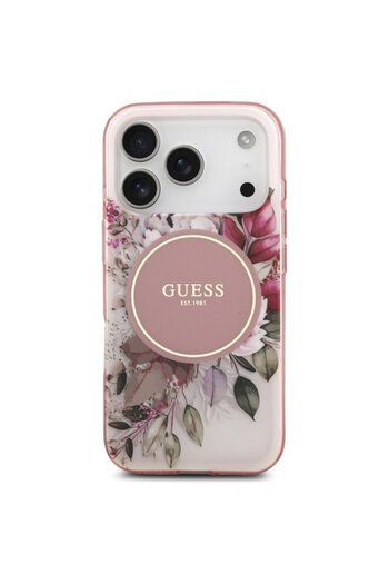 Guess iPhone 17 Pro Max IML Flower & Tonal Circle MagSafe Case, Pink