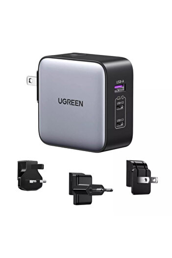 Ugreen GaN USB Charger, 2x Type-C Ugreen, 90409, 65W, 3A, Black