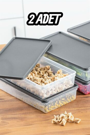 Bayev 2 Pieces Freshbox 2 Liter Refrigerator Storage Container - Freezer Ice Box Container with Lid
