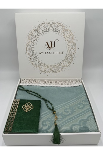 AYHANHOME 3 Piece Special Boxed Woven Twisted Fringed Prayer Rug Set