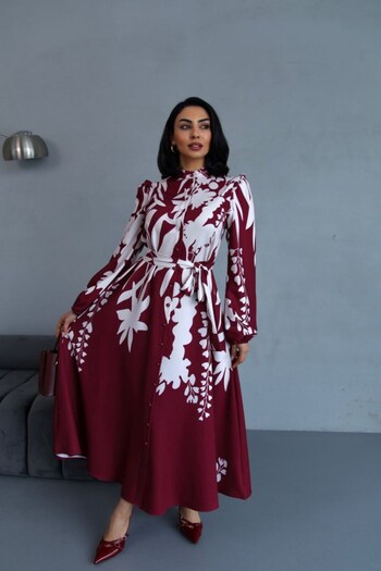 suphias Atlas Fabric Dress(Sash Included)