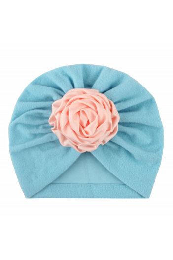Superbaby Caciulita tip turban cu floare din saten aplicata