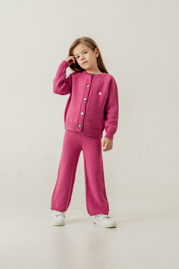 Eray Kids Girl's Basic Knitted Sweater Cardigan - Pants Set (4-5-6-7 Years Old)
