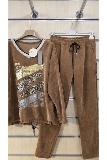 Park Moda Italian Velvet Bottom Top Set Leopard Pattern