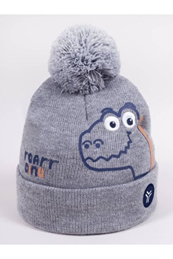 Superbaby Winter hat for boys with pompom, DINO model