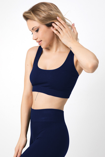 Doremi Seamless Ribbed Cross Thick Strap Sports Bra