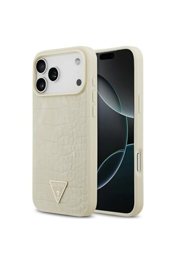 Guess Original Case iPhone 17 Pro Max Croco Triangle Logo MagSafe, Gold