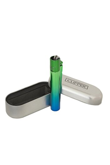 Clipper Metal Lighter and Box Peacock