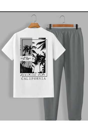 ORVIO Group Men's California Printed T-Shirt and Sweatpants Set