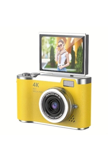 VALA Aparat foto digital pentru copii, VALA® V700, 4K 48MP, LCD de 2.4 inchi, Galben
