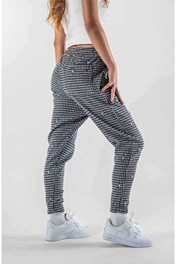 Superbluemexico Women's Jacquard Elasticated Jogger Pants