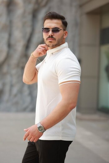 shopivastore Melenza Men's Button-Down Collar Waffle Fabric Short Sleeve T-Shirt