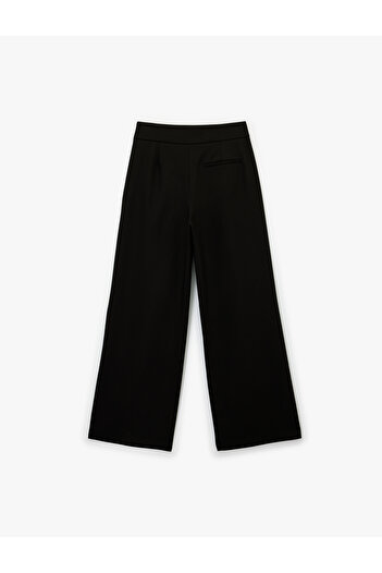 Koton Comfortable Fit Belt Detail Pocketed Regular Waist Wide Leg Fabric Trousers