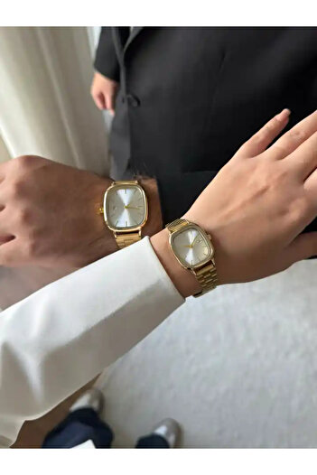 RoseandRoses Casian Muadil Trend Model Calendar Couple Watch Gold (White Dial)