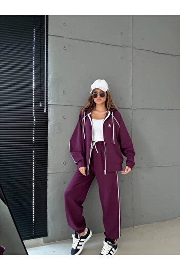bonibon butikk Women's Quality Luxury Relaxed Fit Hooded Ovarsize High Waist Bottom Top Set