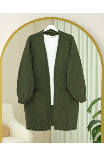 Modamorfo Double Pocket Slit Soft Cardigan - Khaki