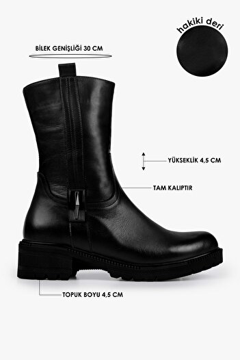 Shoeberry Women's Axel Black Genuine Leather Boots