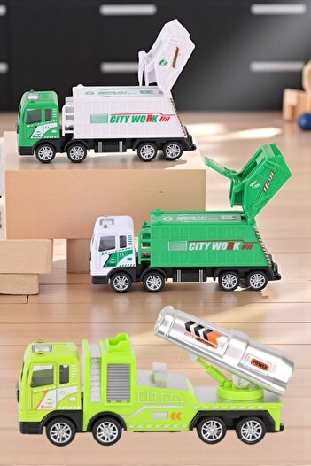 BYCEGU 02182 SÜERTMELİ METAL OYUNCAK ÇÖP KAMYONLARI 19 CMBİR ADETTİR